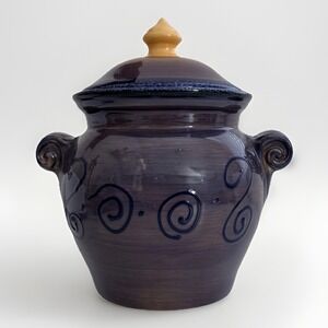 Tabletops Unlimited Medium Canister & Lid Ambrosia Raised Scrolls 9"